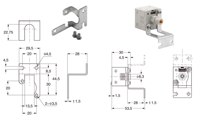 Габаритные размеры модели SWCL2-BR  Camozzi