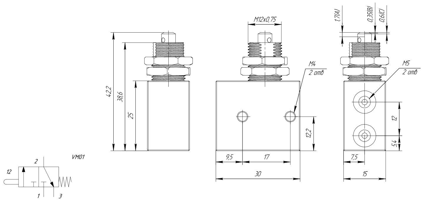 Габаритные размеры распределителя 2N35-985-SS316