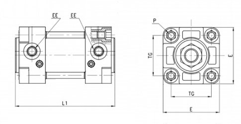 Габаритные размеры ресивера 40N3L063A0600M