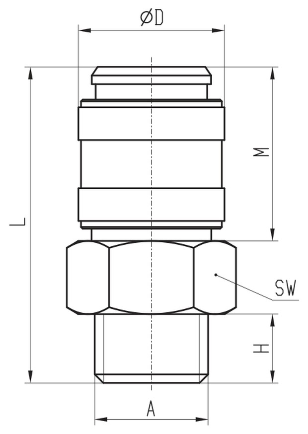 Габаритные размеры куплунга модели R5051 1/4