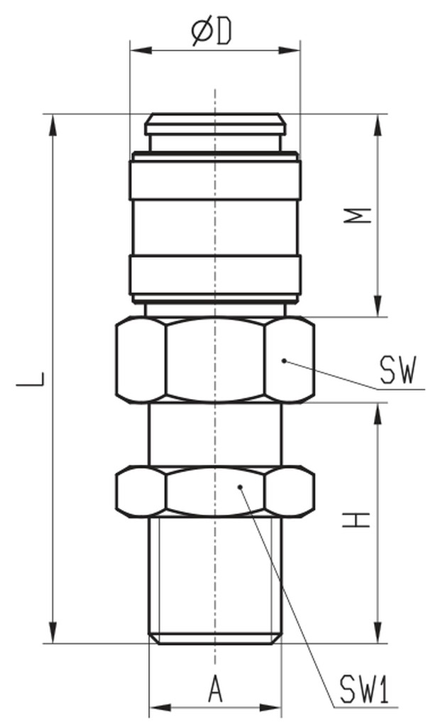Габаритные размеры куплунга модели R5052 1/8