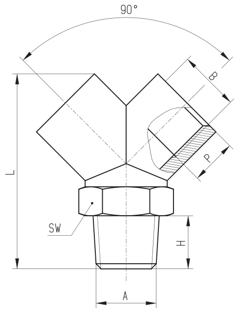 Габаритные размеры R2040 3/8-3/8