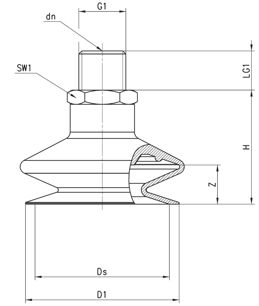 Габаритные размеры присоски VTCL-110N