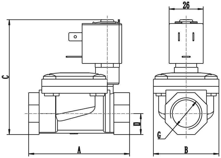 Габаритные размеры клапана YCM-3-400-11/2-GBN