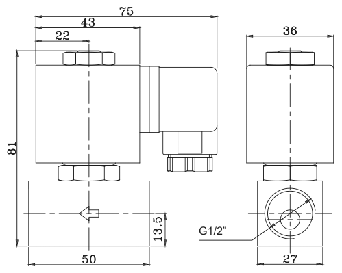 Габаритные размеры клапана YCM-SM31-100-1/2-GBN